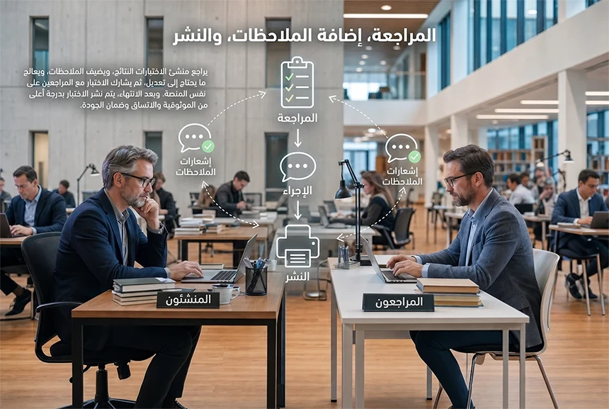 المراجعة، إضافة الملاحظات، والنشر