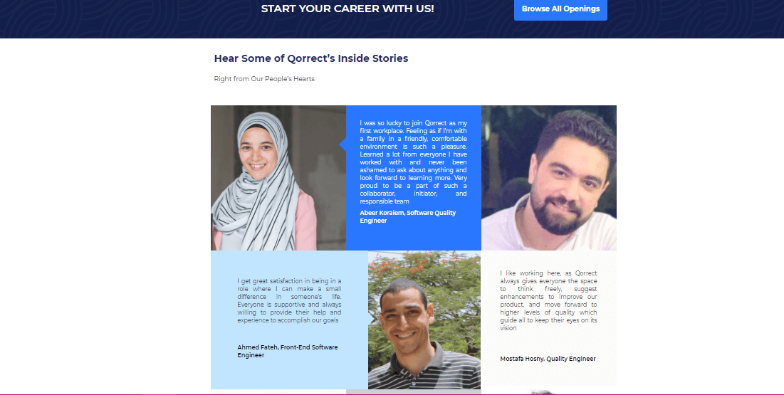 Some of Qorrect's team in the About Us