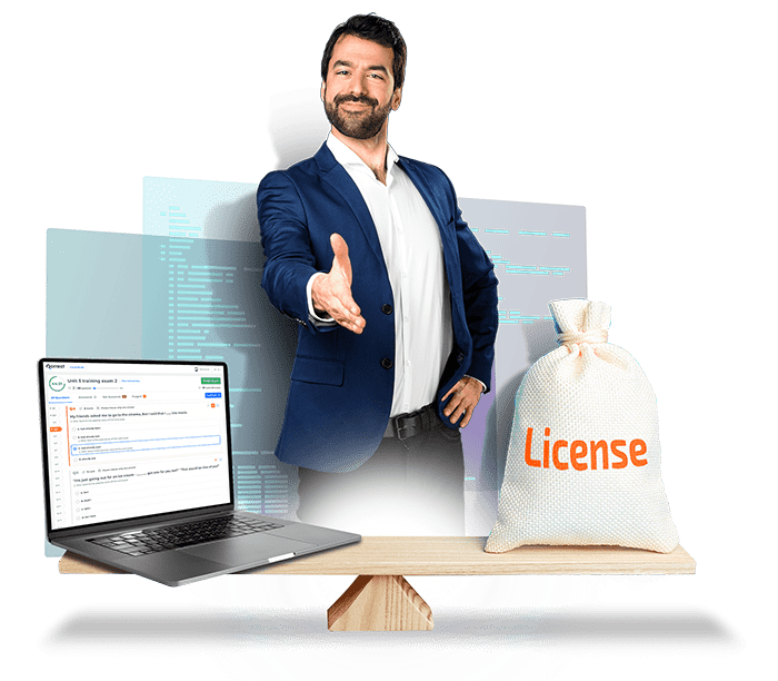 Man extending his hand next to laptop