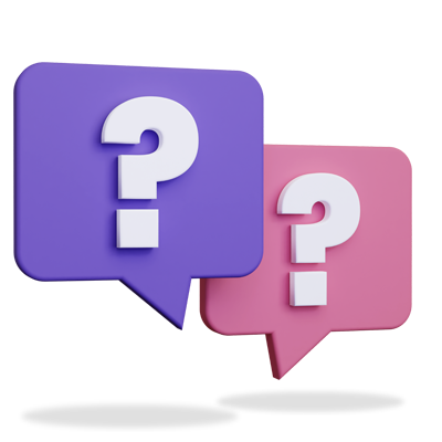 Two question marks in speech bubbles