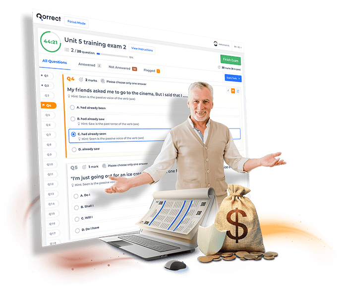 University professor in front of online assessment system interface